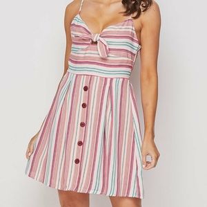 Striped Fit and Flare Bow Tie Dress